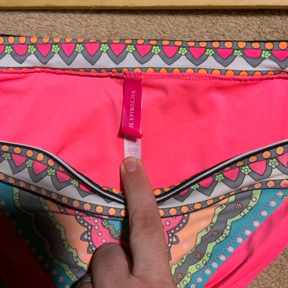 Victoria's Secret Med Neon Multicolor‎ Tribal BOHO Rings Bikini Swim Bottoms (I) - Picture 4 of 5